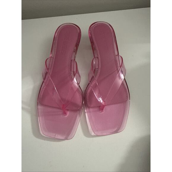 Steve Madden Tracie Thong Women's 6 Jelly Pink Slip On Square Toe Sandal - Picture 11 of 11